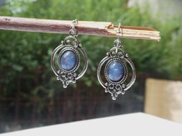 Retro Ohrhänger mit blauem Resin-Kern, Modeschmuck /NEU