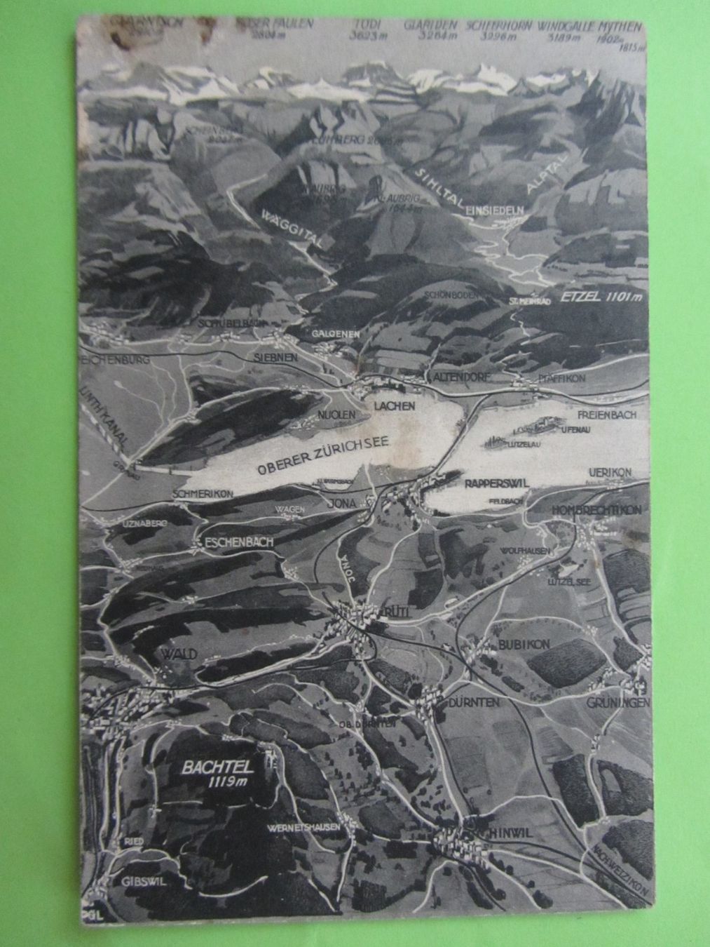 Cartoline postali: Ansichtskarte Oberer Zürichsee mit Bergpanorama – Usato da Malters venduto da Hausi88