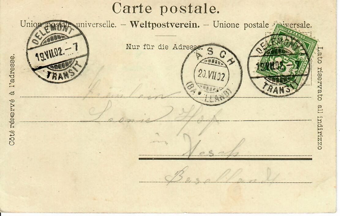 Cartoline postali: Le Vorbourg 1902 – Usato da Hochdorf venduto da Ziegel-16 1