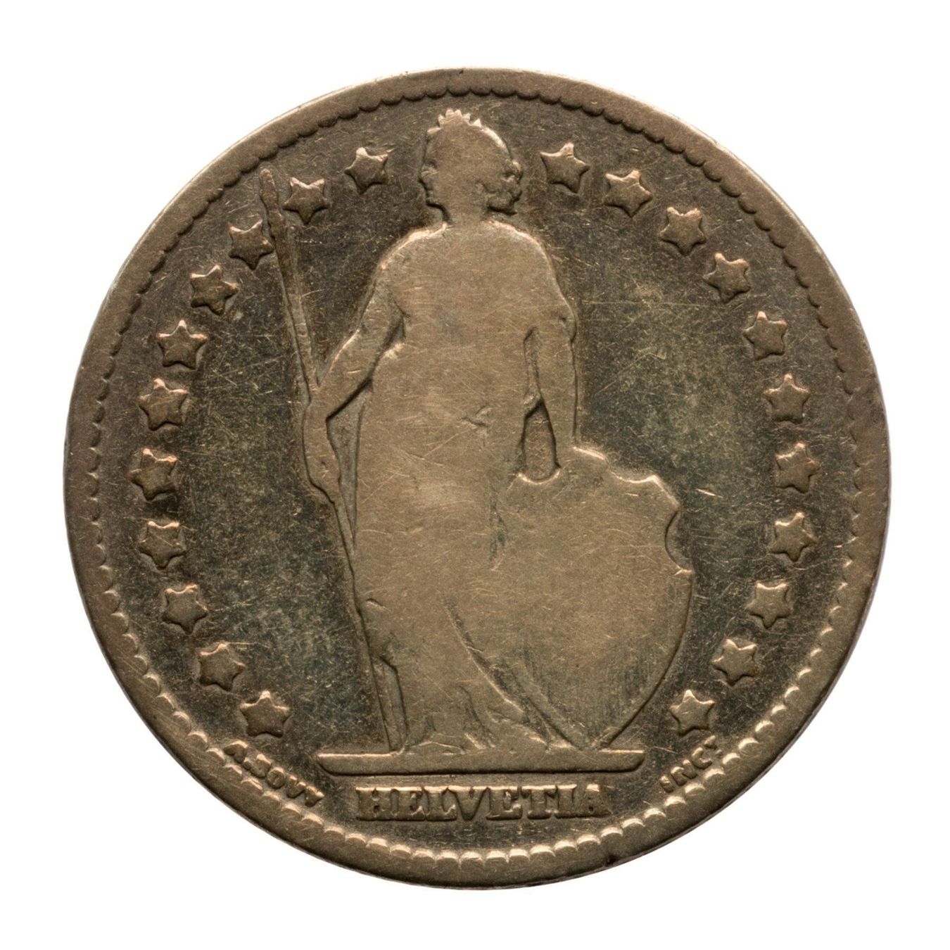 Tutti le monete: Schweiz - 1 Franken - 1886 - Silber – Usato da Rotkreuz venduto da Swiss-Coins 1