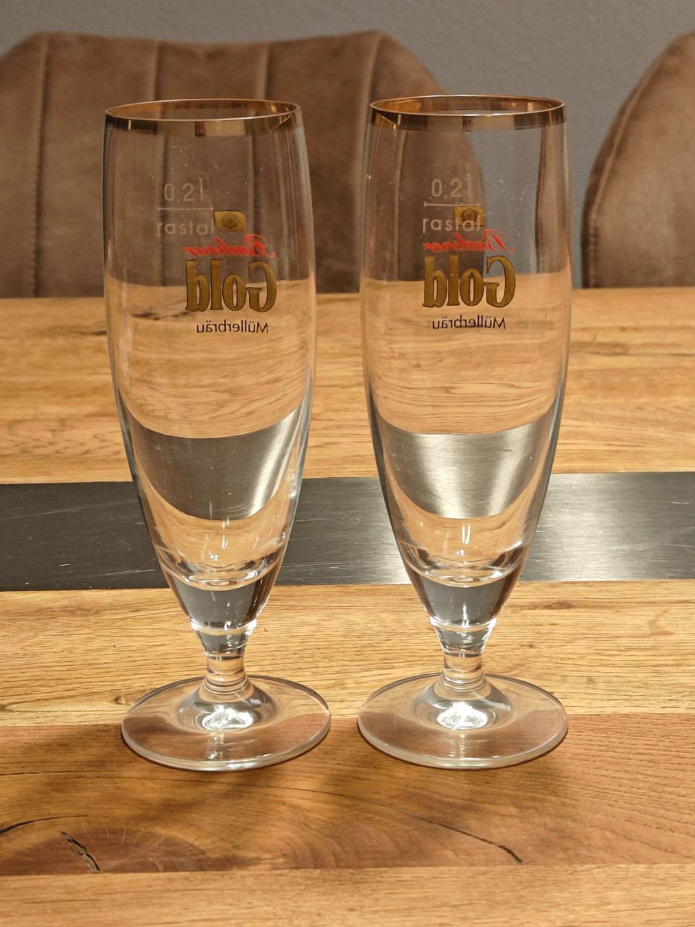 Bicchieri: 2x Badener Gold Müllerbräu Biergläser 0.2 l – Usato da Birr venduto da DisDas 1