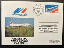 Lettre Concorde 1er vol Paris-Genève