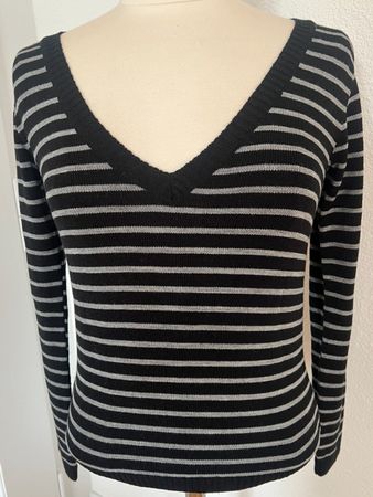 NEXOS Strickpullover, 50% Wolle, Gr. M, Schwarz/Grau, NEU