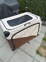 Cage de transport pliable pour chien beige et marron