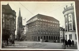 BASEL - Handelsbank und Elisabethenkirche - Ansichtskarte