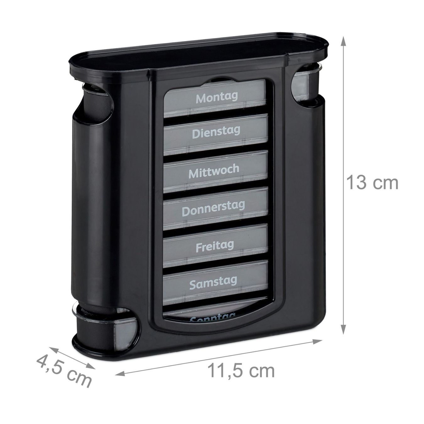 Contenitori & Simili: Pillendose 7 Tage 4 Fächer schwarz – Nuovo e nell'imballaggio originale da Gerlafingen venduto da Tsuru 1