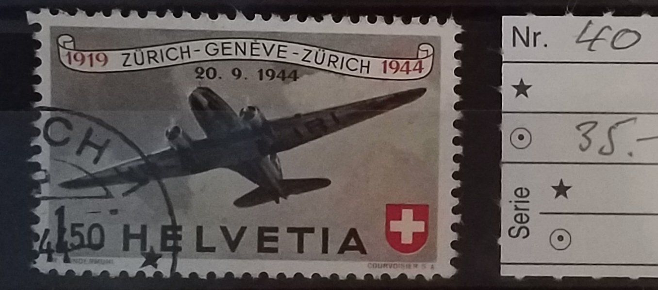 Tutti i francobolli: 3318C) F40, Flugpostmarke Eckstempel Kt. 35.- – Nuovo (secondo la descrizione) da Baden venduto da Eggi