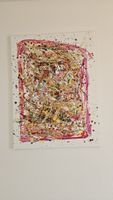 Peinture abstraite multicolore toile sur chassis 60x80 cm