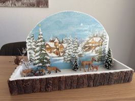 Winterszene mit Schleichtieren, Handarbeit,