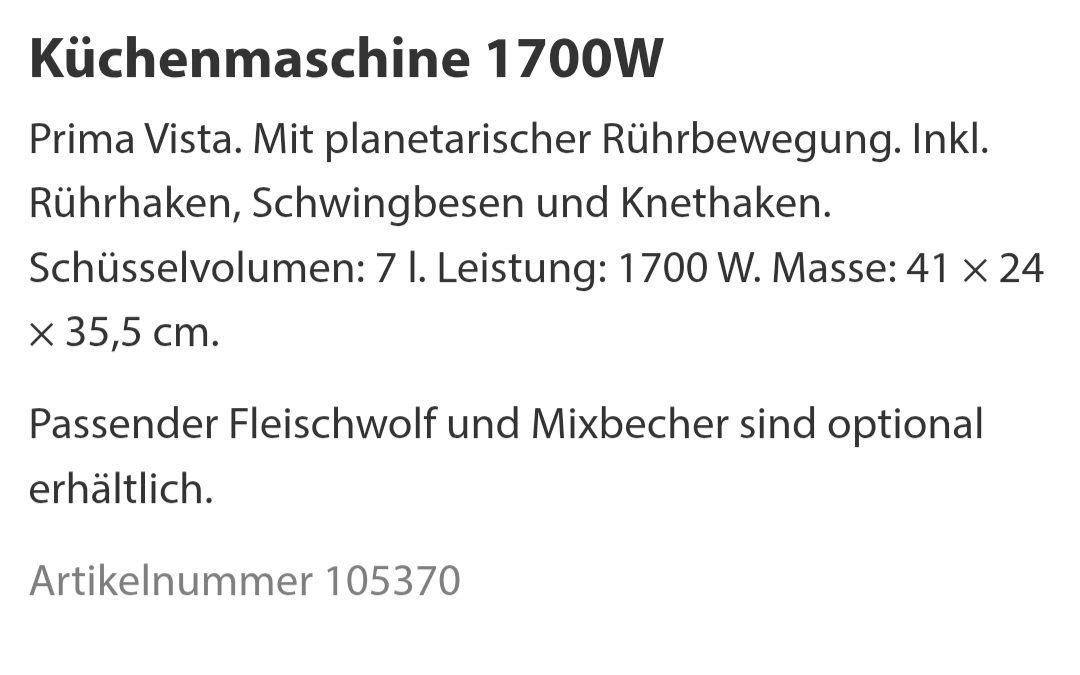 Appareils de cuisine: Knetmaschine – D'occasion à Walperswil par LBPL 3
