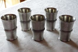 Set Zinn Becher 5 STK shot lot 5 verre étain