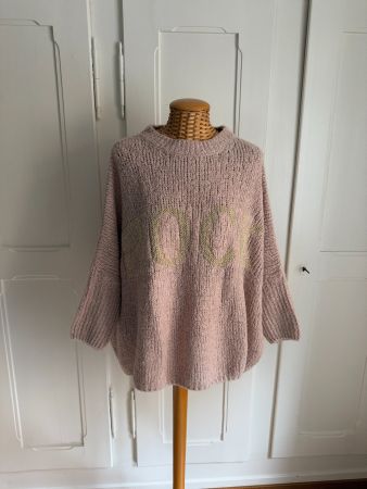 AROMA - Strickpullover beige-rosé oversized XL