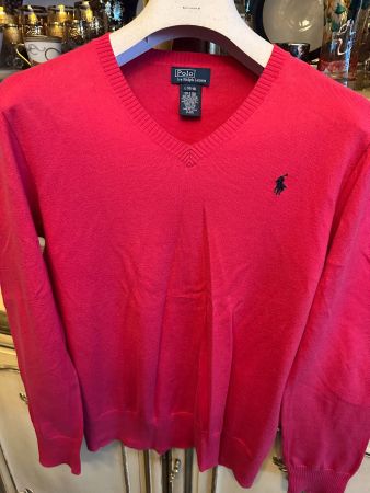 Pull Ralph Lauren en coton Pima, col en V, manches longues