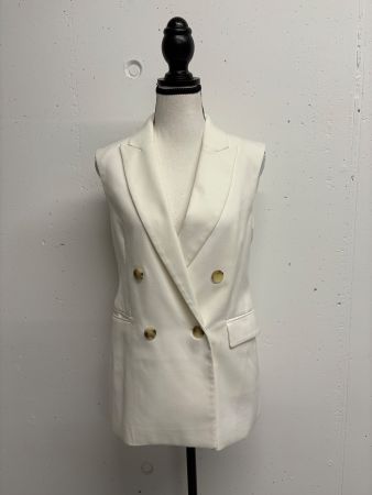 Set Weste Gilet in Creme-Weiss lang Gr. 34