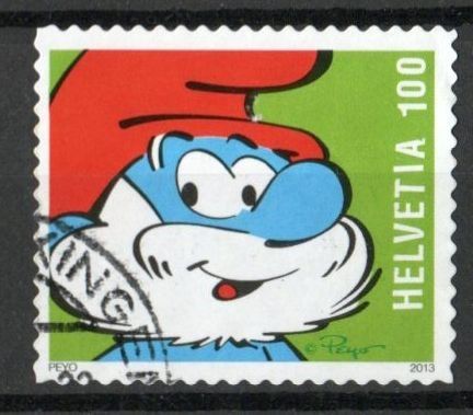 Alle Briefmarken: 2013 - Sondermarke "Die Schlümpfe" - Papa Schlumpf – Gebraucht aus Schaffhausen von poststamp