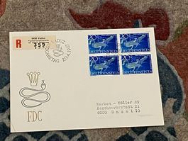 1 Erstagsbrief LI Einschreiben Viererblock 1967