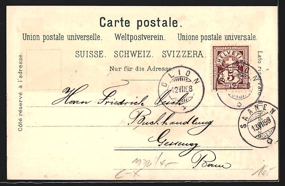 Cartoline postali: Litho Glion, Gare, Chemin de fer de Terr – Usato da Berlin venduto da bartko-reher 1