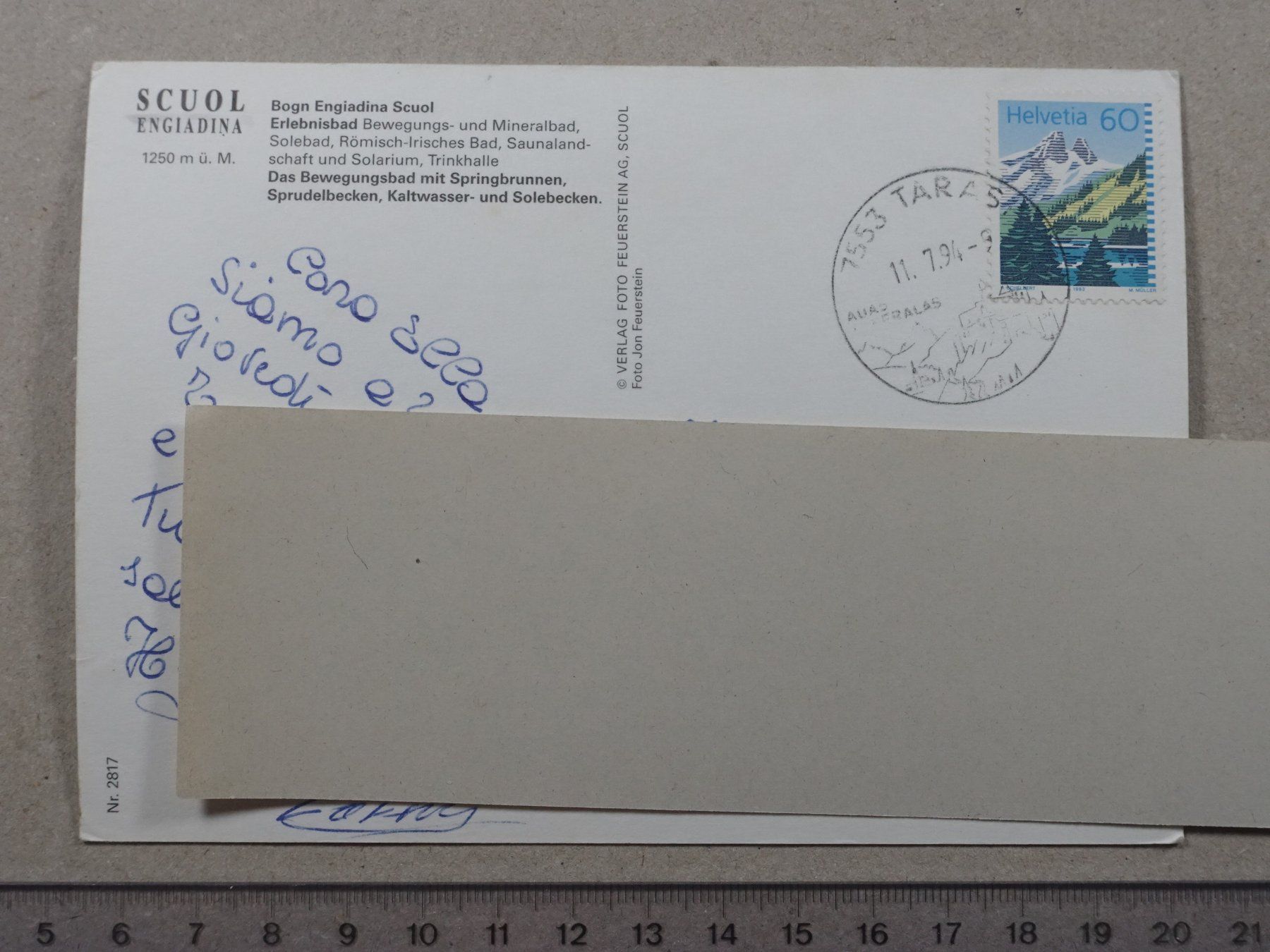Cartoline postali: Scuol, 1994 – Usato da Lenzburg venduto da fh1 1