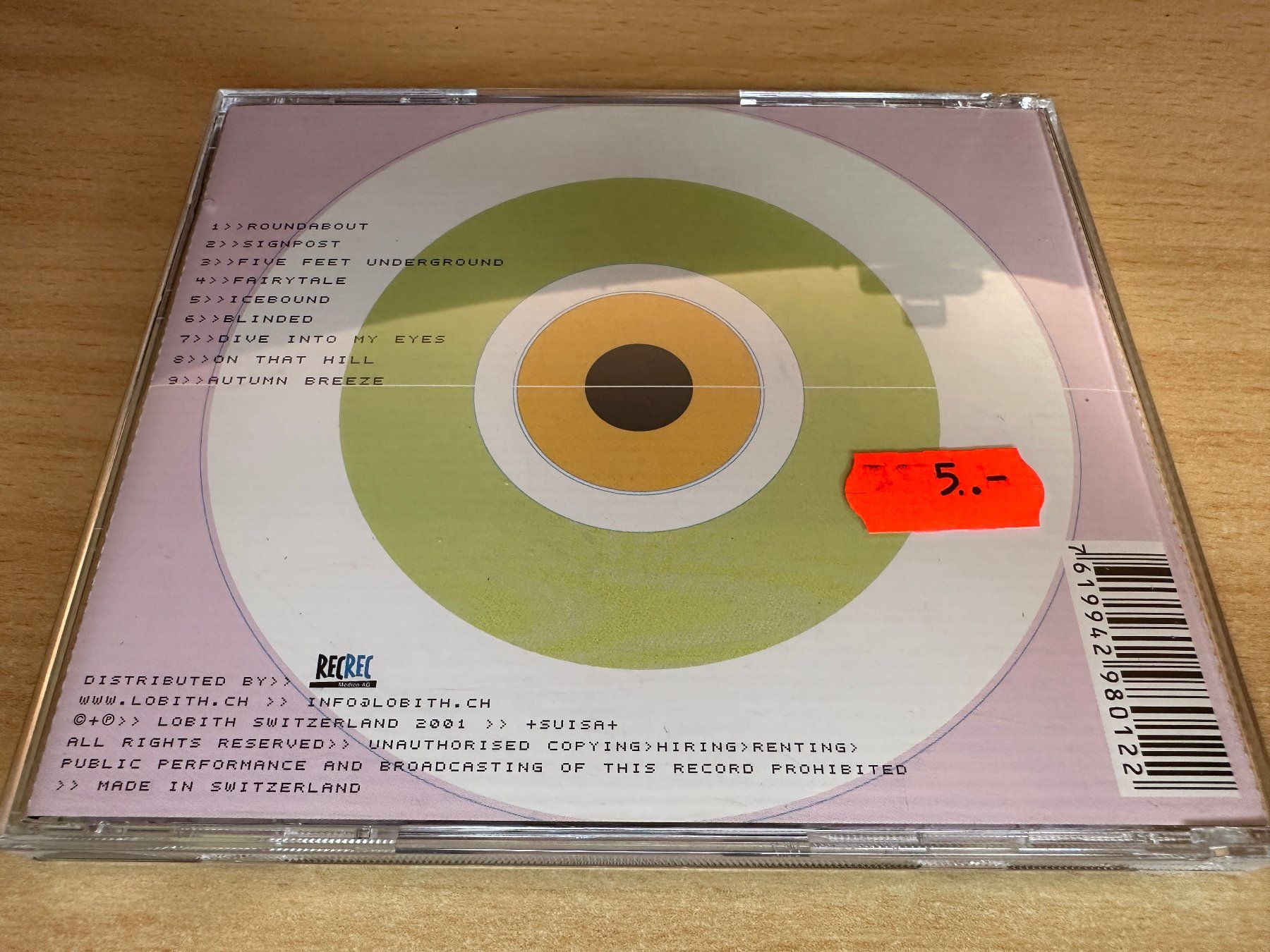 CD: Lobith – Five Feet Underground – Usato da Rikon im Tösstal venduto da Alpenmutz 1