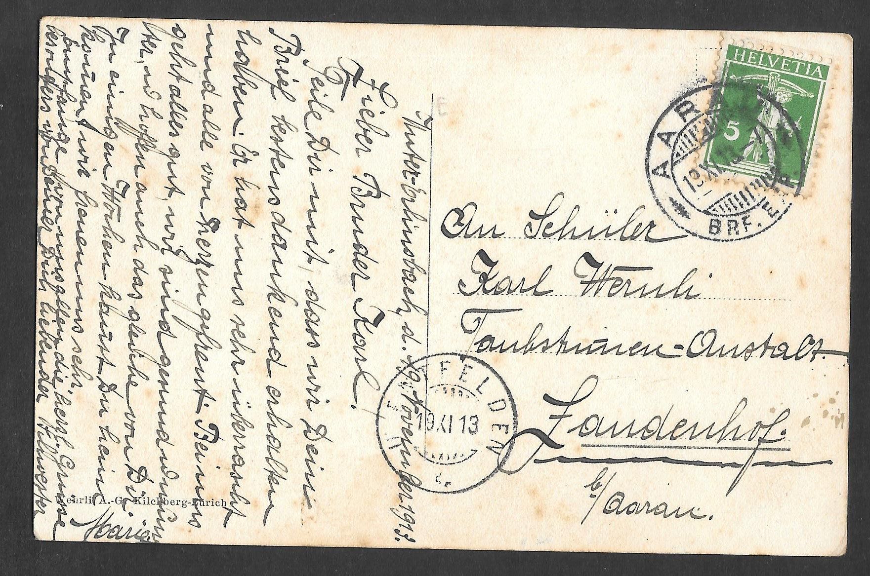 Ansichtskarten: Brugg Rathaus und schwarzer Turm – Gebraucht aus Olten von clotaldi 1