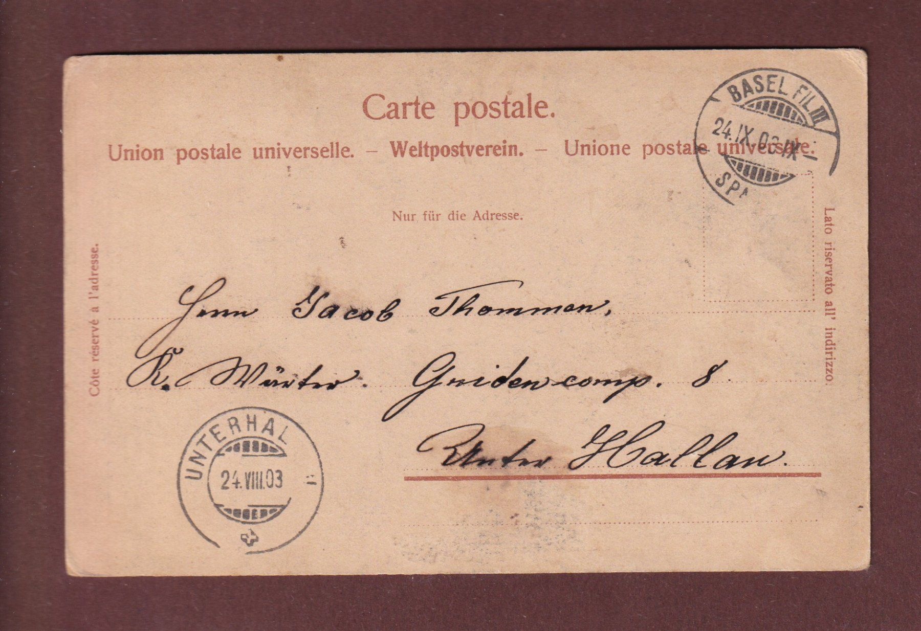 Cartoline postali: BASEL - Wettsteinbrücke - Kleinbasel - 1903 – Usato da Pully venduto da nicecards-shop 1