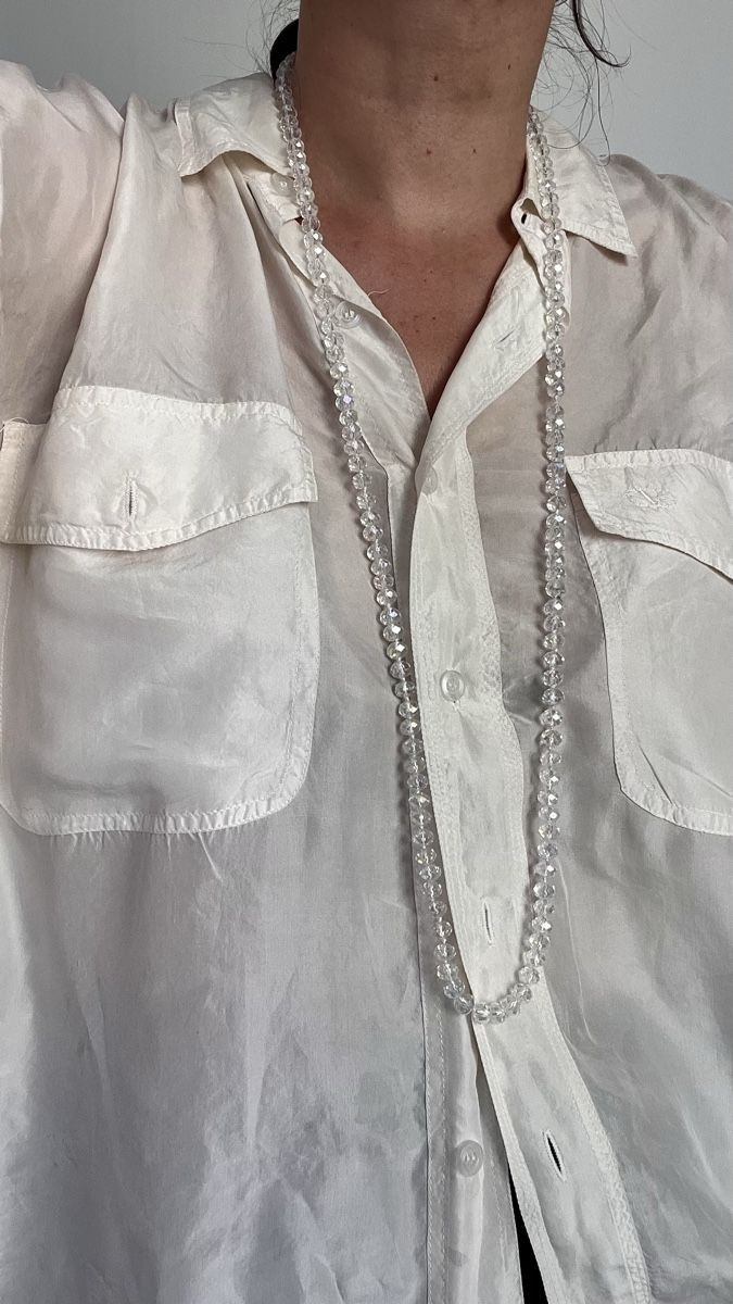 Catenine: Collana Vetro lunga perle trasparenti strass ottimo stato – Usato da Lugano venduto da yul_fhg2 1