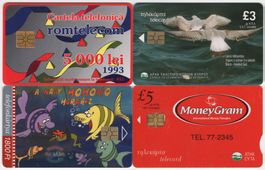 4 verschiedene Chip Telefonkarten aus der Welt
