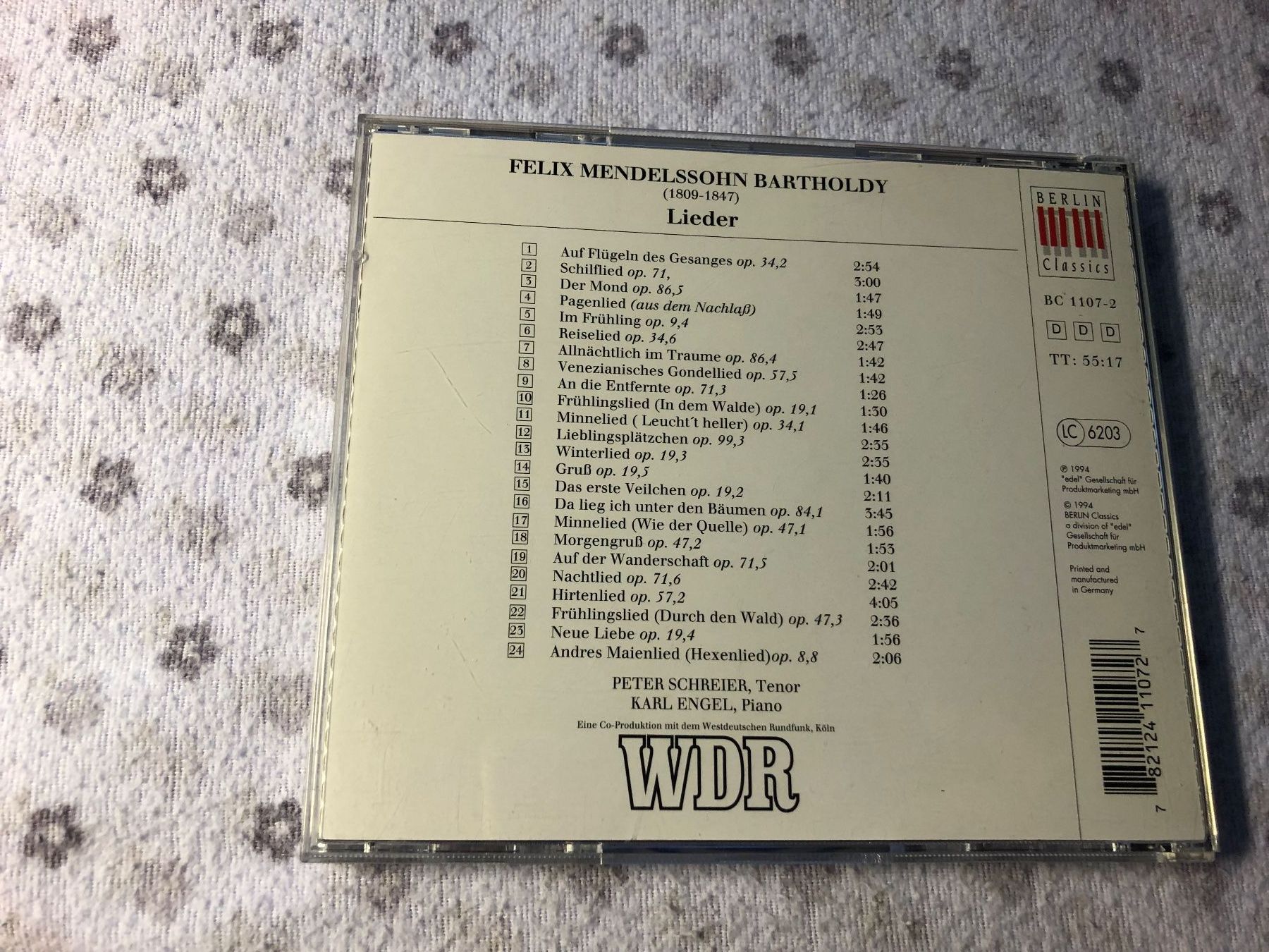 CD: Mendelssohn Lieder - Peter Schreier, Tenor, – Usato da Schübelbach venduto da Bemafaja 1