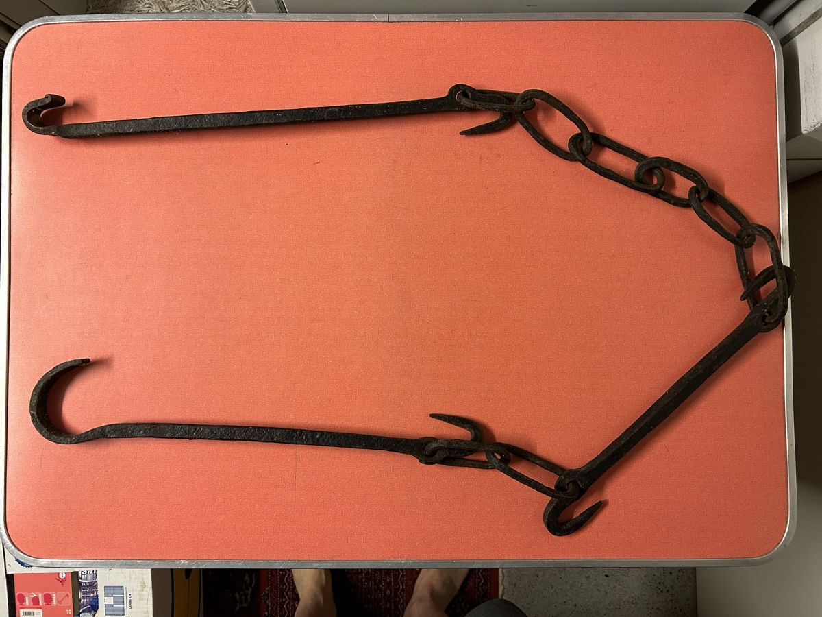 Catenine: Schmiedeeiserne Kette mit Haken, ca. 190 cm, alt – Usato da Lanzenhäusern venduto da vic63