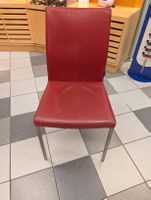 Stuhl Leder Rot Metall Beine guter Zustand