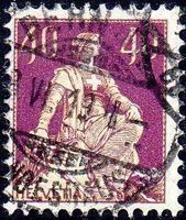 BERN 1919 HELVETIA MIT SCHWERT 40 RP VOLLSTEMPEL - R170
