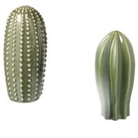 Déco d'intérieur: Lot de 2 cactus en céramique verte
