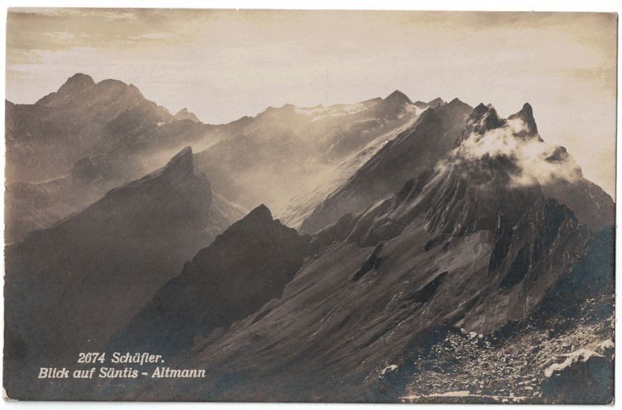 Cartoline postali: Schäfler, Blick auf Säntis - Altmann, um 1920 – Usato da Frauenfeld venduto da POML