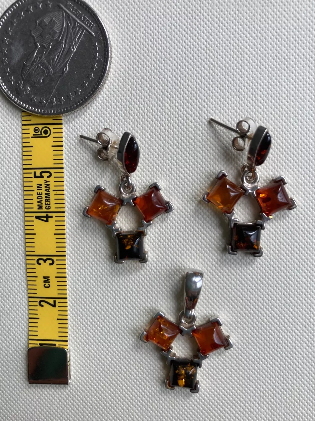 Orecchini pendenti & Orecchini a lobo: Silber Bernstein Schmuckset – Usato da Stallikon venduto da dotka07 1