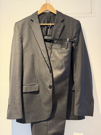 Massimo Dutti Herrenanzug, Gr. 52, Schurwolle, Grau Braun