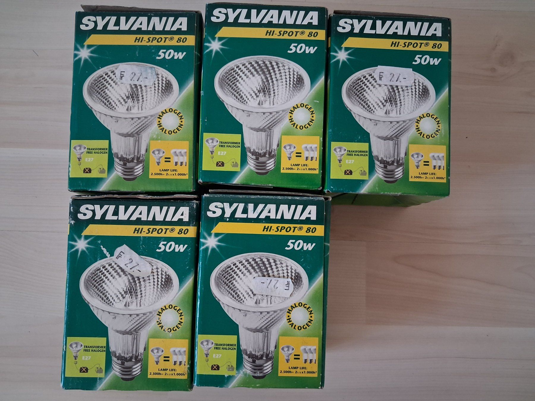 Lampade: 5 X HI SPOT HALOGEN 80   50 WATT E 27 – Nuovo e nell'imballaggio originale da langnau venduto da Santos1411
