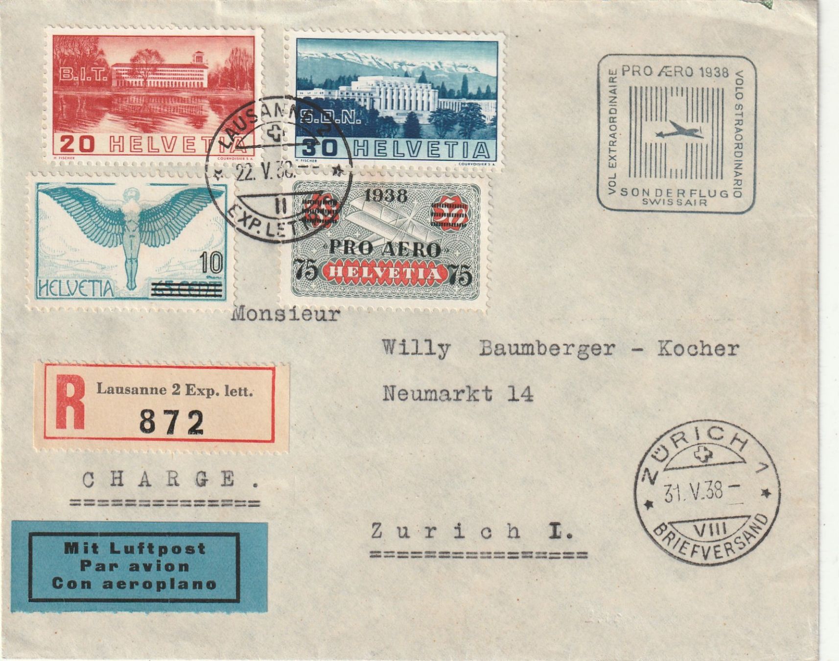 Tous les timbres: Flugpost 1938 – D'occasion à Rorschacherberg par fratovi2