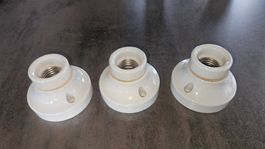 3er Set Keramik Lampenfassungen E27 Fassung Weiss Vintage...