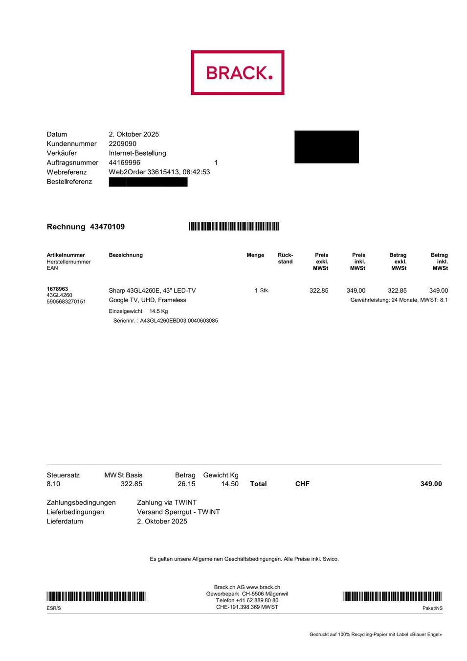 Sharp Appareils TV: LED Google TV Sharp 43GL4260E / UHD 4K – D'occasion à Winterthur par CNR07 5