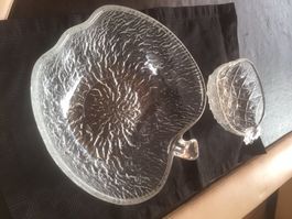 2 Kristallglas Schüsseln,  1x gross in Apfelform + 1 kleine