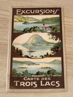 Litho Prospekt / Excursions Carte Des Trois Lacs ca. 1910
