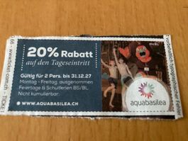 20% Rabatt aquabasilea Tageseintritt für 2 Personen