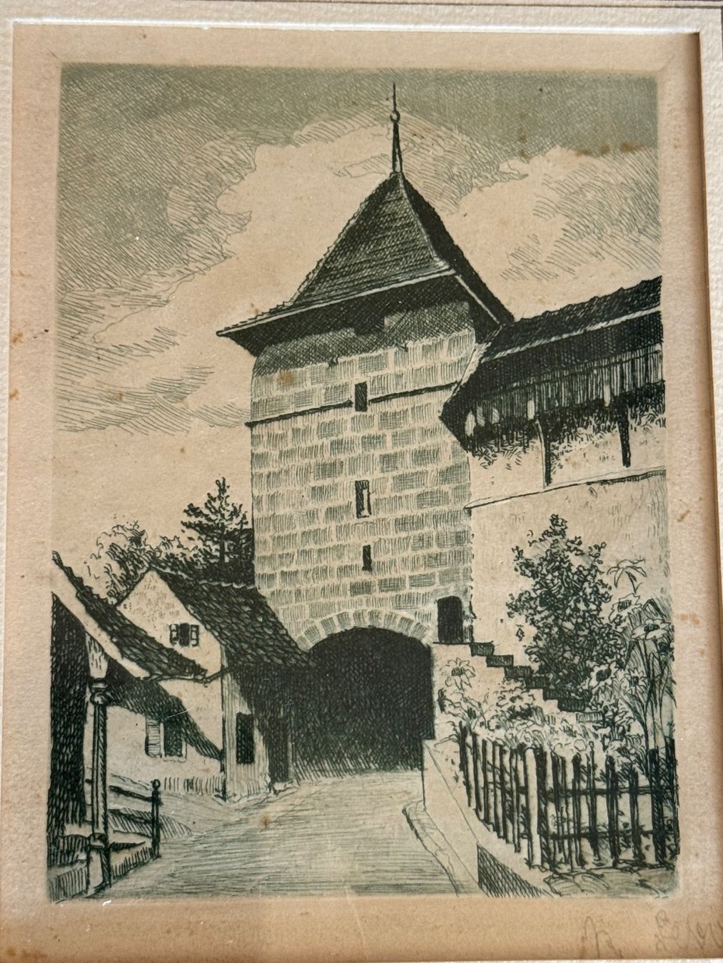 Incisioni: Burgdorf BE, alte Ansicht Eingang Schloss – Usato da Burgdorf venduto da Tanthony