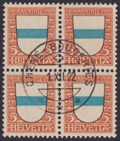 J21, Wäppli Zug Viererblock ERSTTAG, CHENE-BOURGERIES 1922