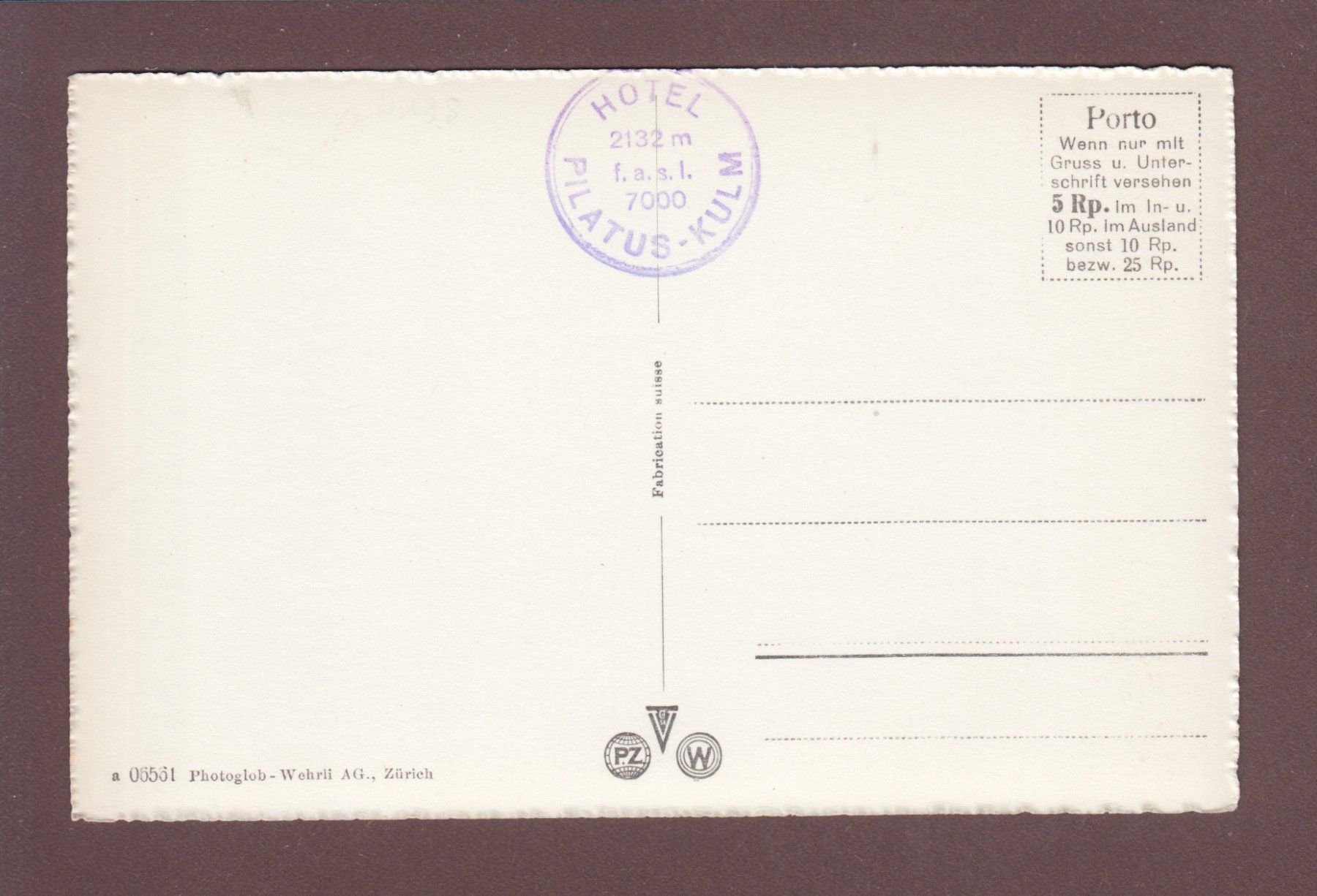 Cartoline postali: PILATUS-BAHN - Nebelmeer – Usato da Pully venduto da nicecards 1
