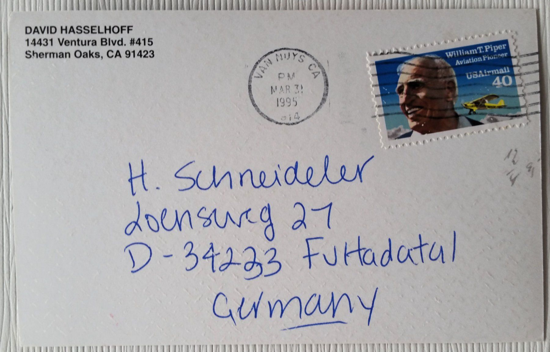 Autografi: David Hasselhoff, signiertes Original-Autogramm, 1995 – Usato da Oberriet SG venduto da ganesh435 1
