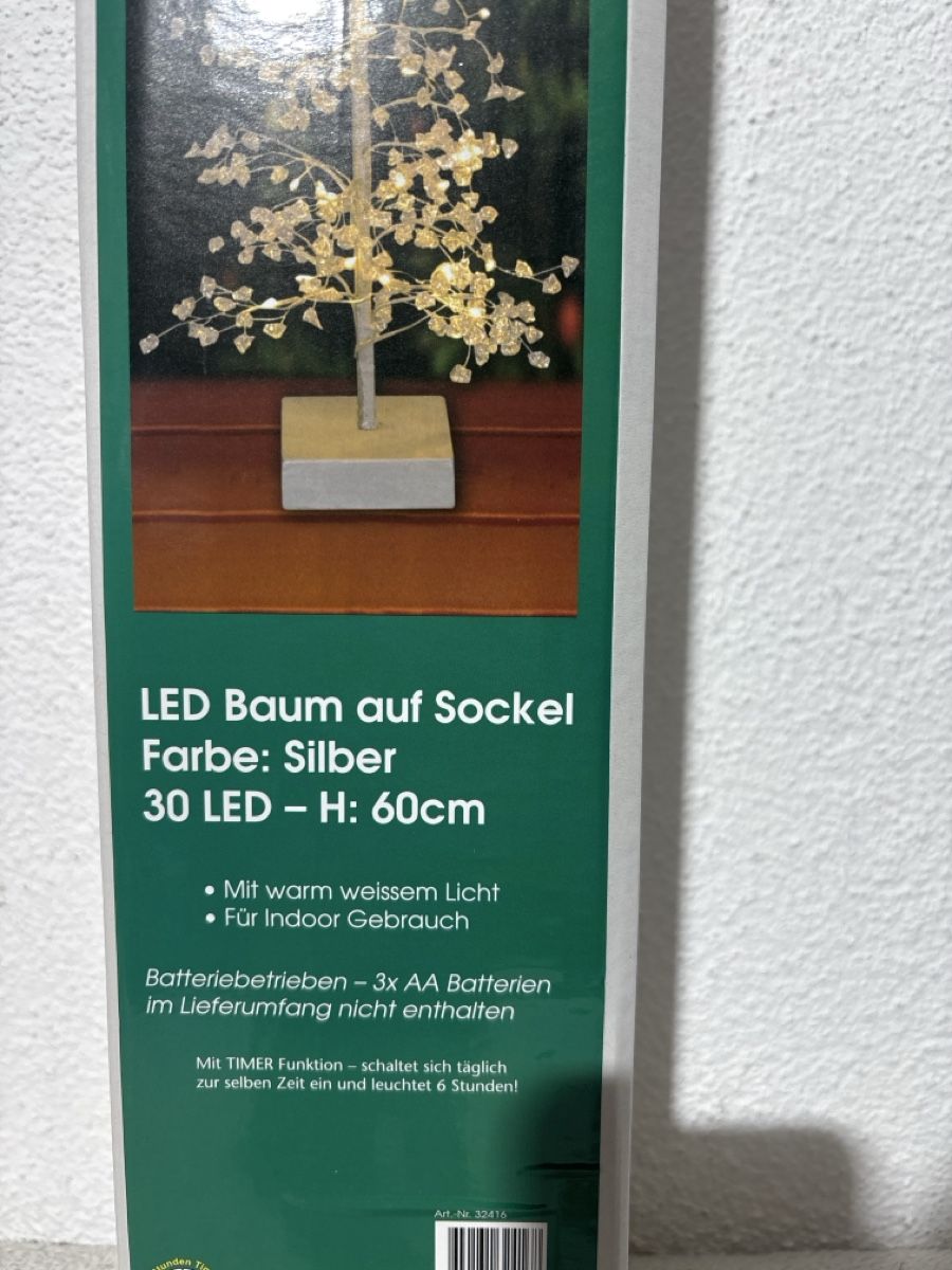 Tutte le decorazioni: LED Dekobaum silber 30 LEDs 60cm mit Timerfunktion – Nuovo e nell'imballaggio originale da Oberegg venduto da MR-shop 1