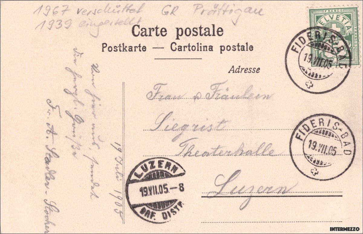 Cartoline postali: Bad Fideris GR // 1905 – Usato da Basel venduto da intermezzo12 1