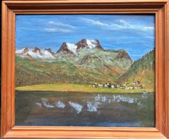sign. Ölgemälde, Piz da la Margna, Silsersee, Silvaplana