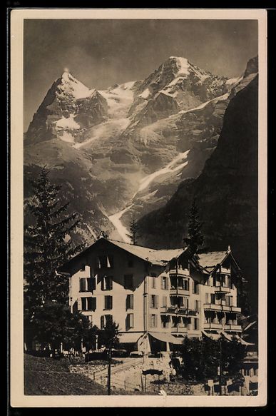 Cartoline postali: AK Mürren, Hotel Eiger mit Gipfelpanorama – Usato da Berlin venduto da bartko-reher